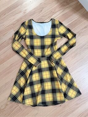 BlackMilk Yellow & Black Plaid Dress